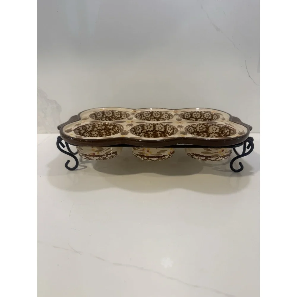 Temp-tations Ovenware By Tara Old World Muffin Cup Cake Pan W Rack Vintage